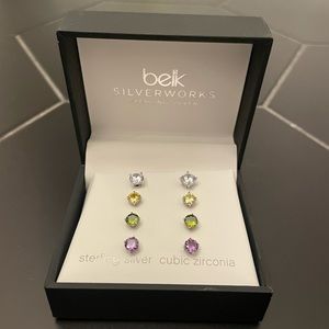 Belk sterling sliver works, 4 pack earrings